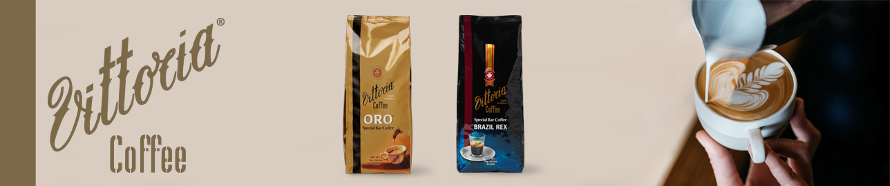 Vittoria Coffee with 2 brands of coffee and coffe in cut